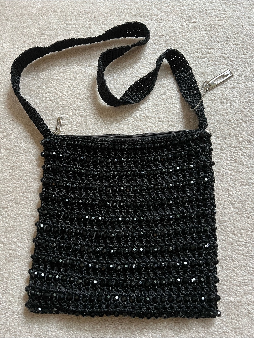 GUESS Black Beaded Crochet Crossbody Bag - new without tags